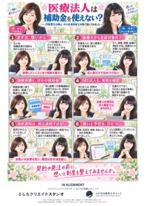 行政書士の妹かよと中小企業診断士の姉ゆきこが、医療法人の補助金、MS法人、採択後の手続きを解説する6コマ漫画